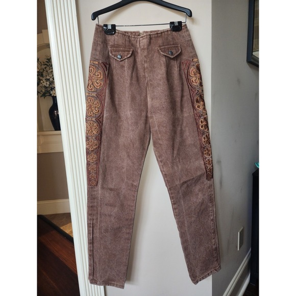 Valentino Denim - Valentino Roma Jeans Womens Size 30 Brown Embroidered Western Italy